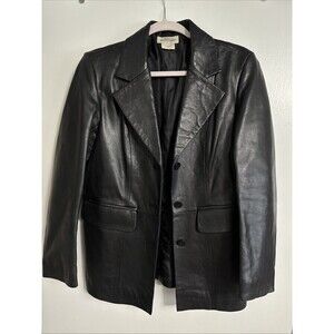 Great Northwest Womens Italian Lambskin Black 3 Button Leather Jacket Sz M